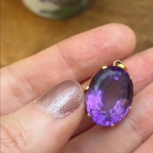 18k solid gold HUGE  13 carat amethyst pendant 💜